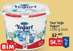 DOST TAM YAĞLI YOĞURT 1500 G DOST TAM YAĞLI YOĞURT 1500 G